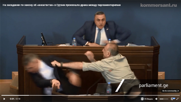 Gürcüstan Parlamentində dava düşdü - VİDEO